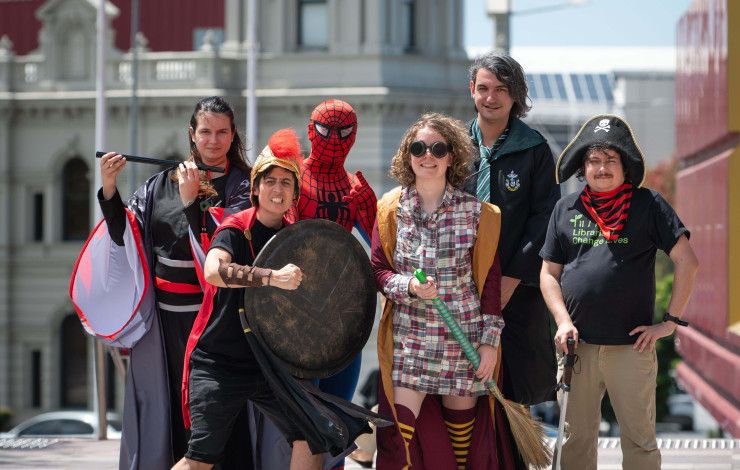 a group of people in costumes